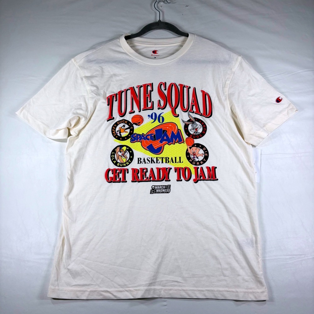 Champion Space Jam Tune Squad 96 Basketball Graphic Tee Cream Mens Medium